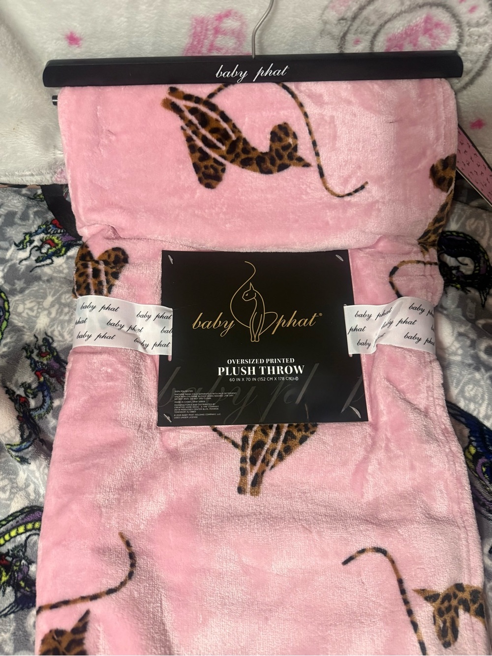 Baby Phat Pink Leopard Print Plush Throw